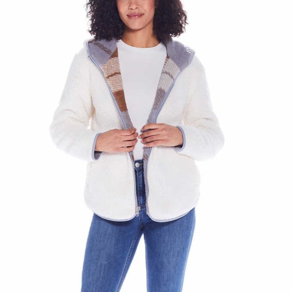 NWT Weatherproof Vintage Women Reversable Sherpa Hoodie Jacket Size S $80 EE446 - Picture 4 of 7